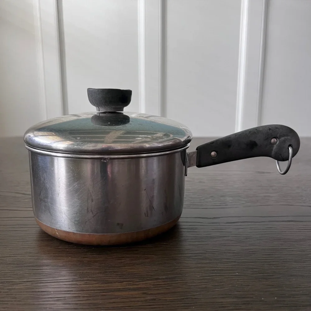 Revere Ware‎ 1 Quart Saucepan with Lid Copper Bottom Stainless Steel Vintage Pot
